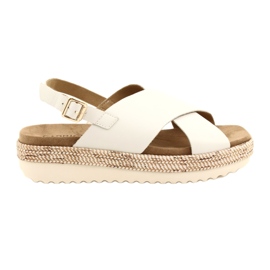 Caprice Ledersandalen auf der Plattform 9-28712 102 Weiß Nappa