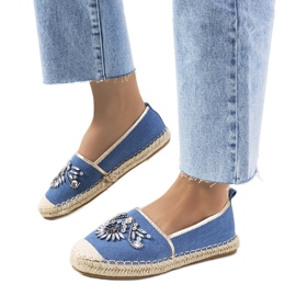 Blaue Espadrilles mit Block Zirkonia