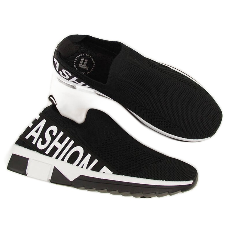 Schwarze Sportschuhe schlüpfen in Filippo W PAW224A