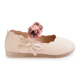 Vinceza Kinderballerinas mit Klettverschluss Blumen Hellbeige Caitlin