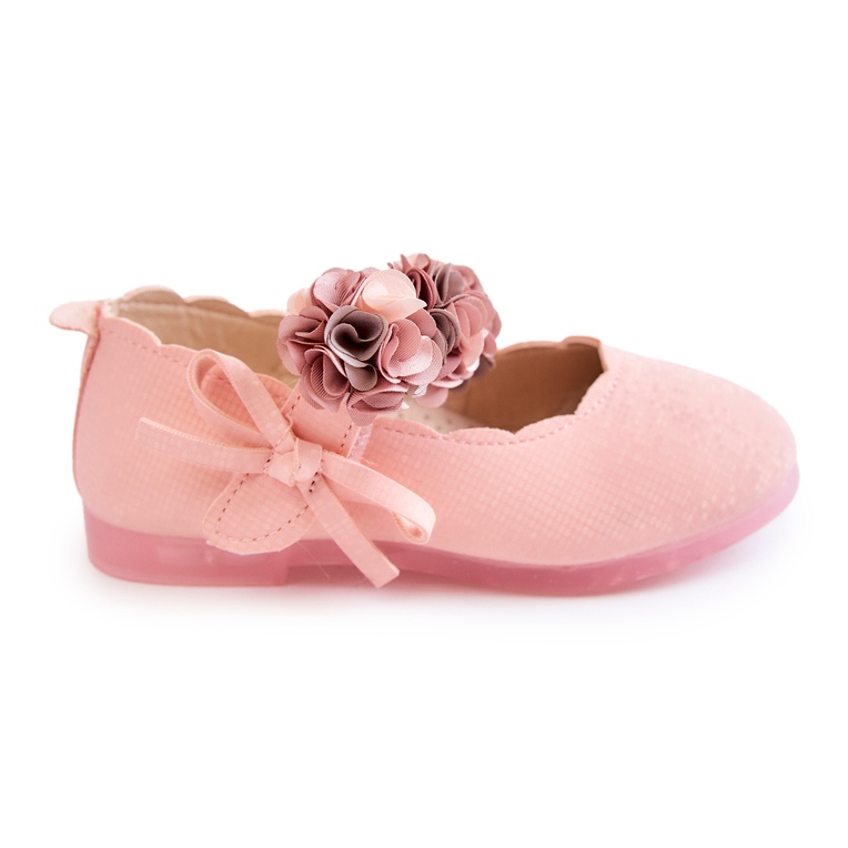 Vinceza Ballerinas für Kinder mit Klettverschluss Pink Caitlin Flowers rosa