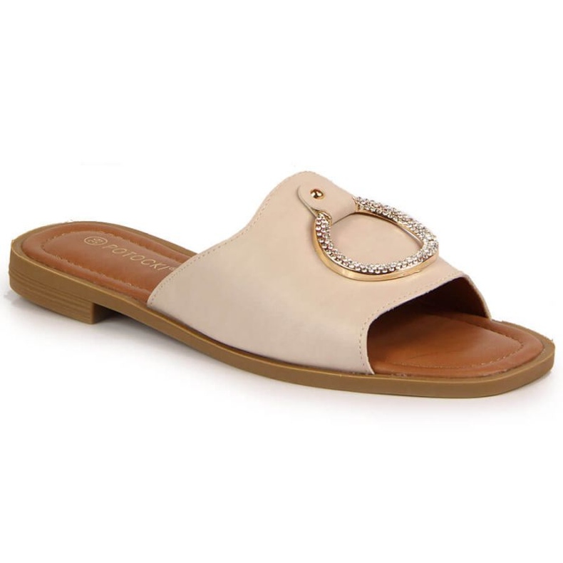 Hausschuhe mit Dekoration Potocki W WOL74B beige