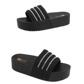Leah Schwarze Flip-Flops mit hohen Sohlen