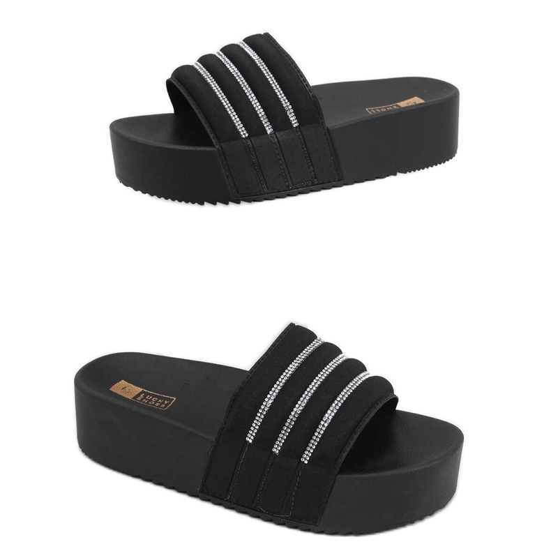 Leah Schwarze Flip-Flops mit hohen Sohlen