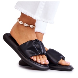 S.Barski Klassische schwarze Damenhausschuhe Feline