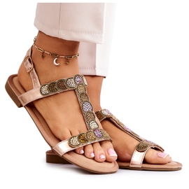 S.Barski Damensandalen mit Strasssteinen Rose Gold Julies golden