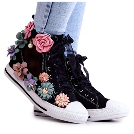 LU BOO High-Top-Sneaker mit Blumen Schwarz Sellin