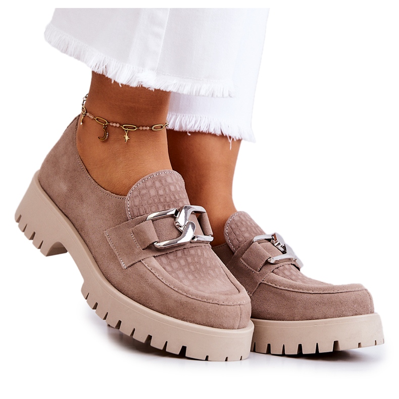 PL5 Modische Suede Loafer Dunkelbeige Rayhan Schuhe