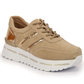 Lederschuhe auf der Filippo-Plattform W PAW328B beige