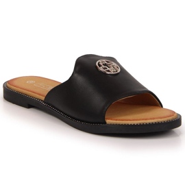 Schwarze Hausschuhe mit Dekoration von Filippo W PAW344A