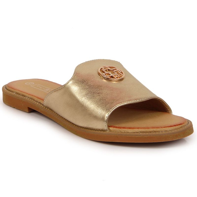 Goldene Pantoffeln mit dem Ornament Filippo W PAW344B