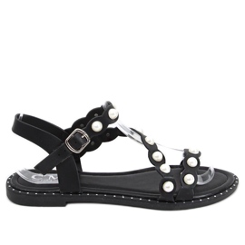 Sandalen mit Perlen Zarina Schwarz