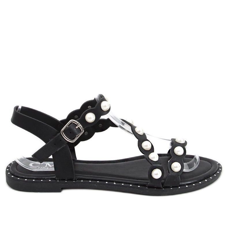 Sandalen mit Perlen Zarina Schwarz