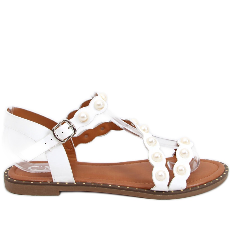 Sandalen mit Perlen Zarina White weiß