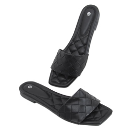 Sahar Schwarze Hausschuhe mit eckiger Sohle