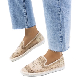 Beigefarbene Espadrilles mit Punter Zirkonia