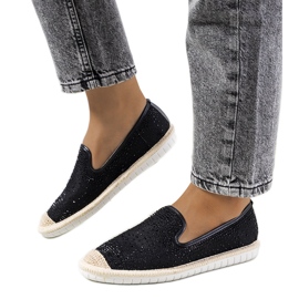 Schwarze Espadrilles mit Punter Zirkonia