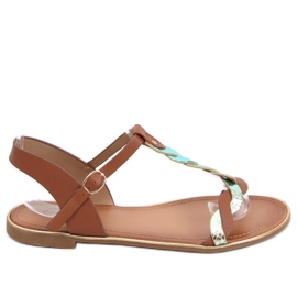 Basma Camel schillernde Damensandalen braun
