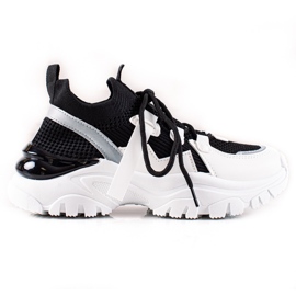 TRENDI Bequeme Sneaker zum Schnüren weiß schwarz