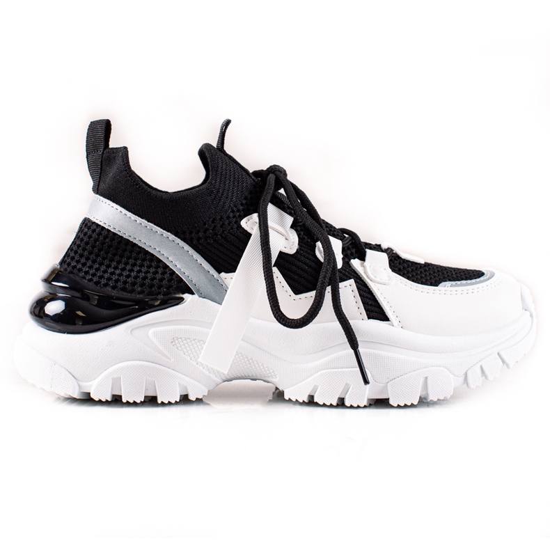 TRENDI Bequeme Sneaker zum Schnüren weiß schwarz