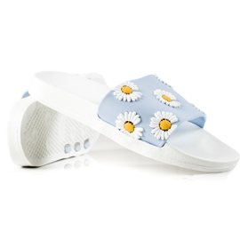 TRENDI Blau-weiße Flip-Flops mit Gänseblümchen