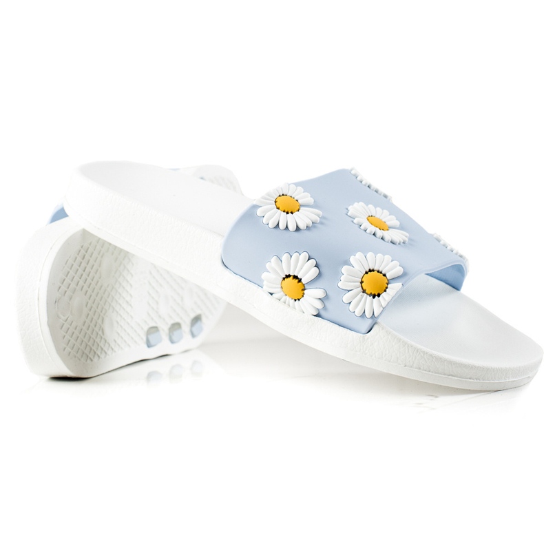 TRENDI Blau-weiße Flip-Flops mit Gänseblümchen