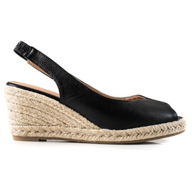 Clowse Sandalen auf dem Strohkeil schwarz