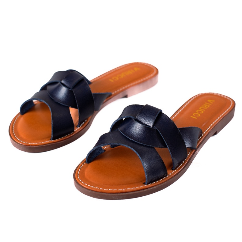 TRENDI Lässige marineblaue Hausschuhe navy blau