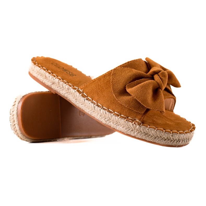 TRENDI Braune Hausschuhe mit Schleife