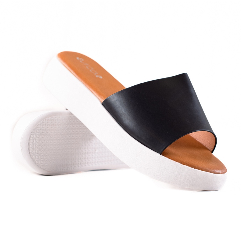 Encor Schwarze Hausschuhe auf der Plattform