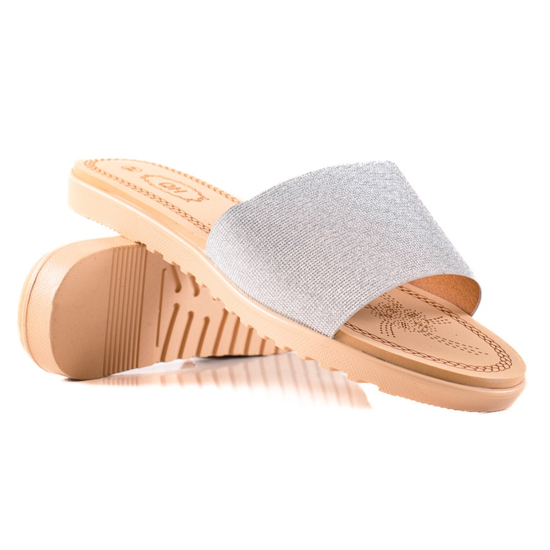 TRENDI Glitzer Hausschuhe silber-