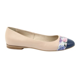 Ballerinas für Damen Blumen Edeo 1905 beige braun blau mehrfarbig rot