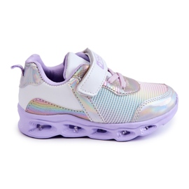 PE1 Sportschuhe aus Leder für Kinder Weiß-Violett Loopsy lila