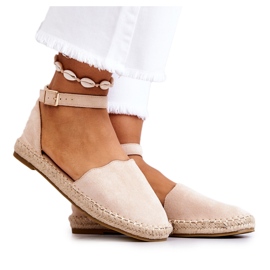 PE1 Damen-Espadrilles mit Schnalle Hellbeige Bonetti braun