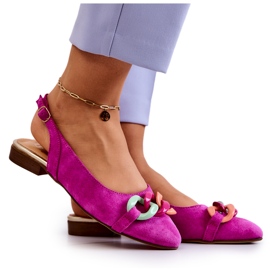 Lewski Shoes Wildleder Ballerinas mit Kette Lewski Schuhe 3125 Fuchsia rosa