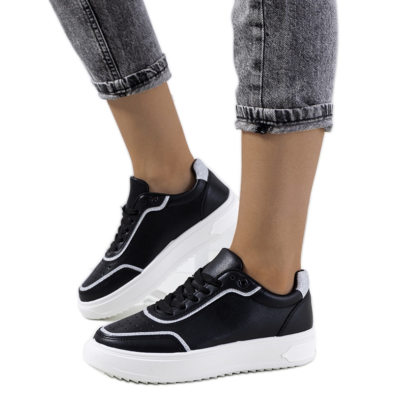 Schwarze Dounya-Sneakers für Damen silber-