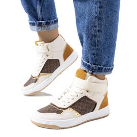 Beige knöchelhohe Sneakers von Emmers weiß braun golden gelb