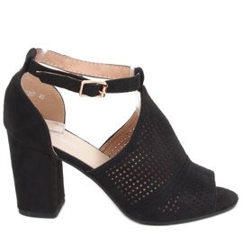 Bahati Schwarze hochhackige durchbrochene Sandalen