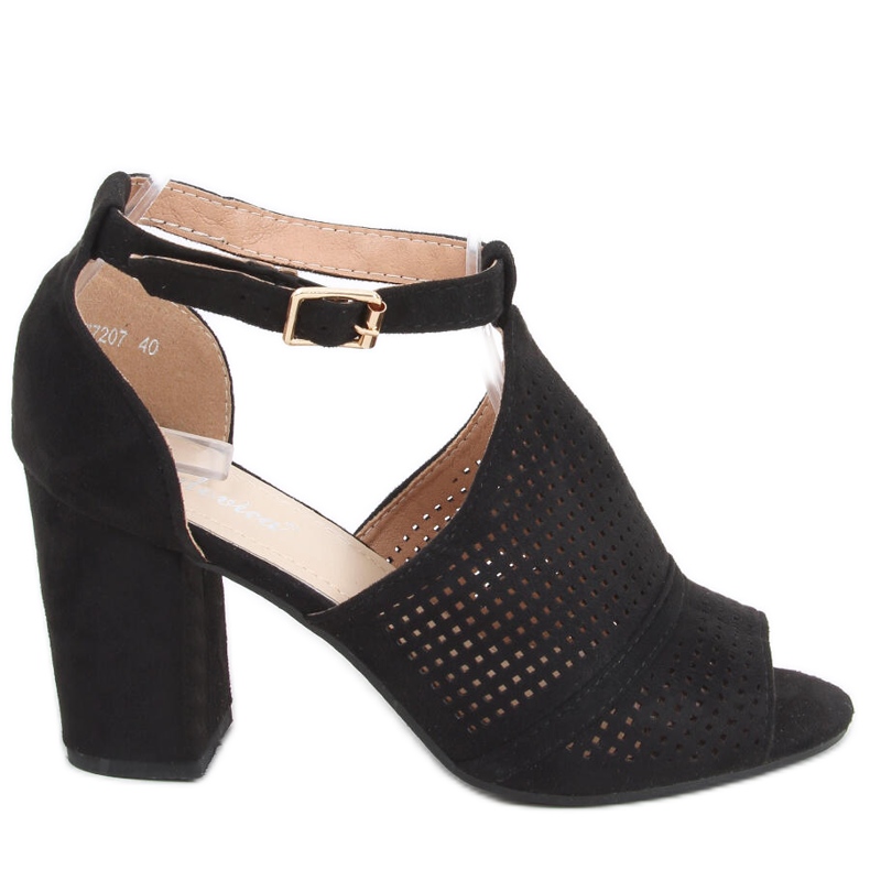 Bahati Schwarze hochhackige durchbrochene Sandalen