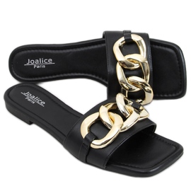 Jasira Schwarze Hausschuhe mit Kette