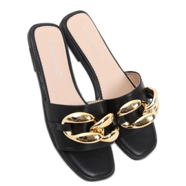 Dalia Schwarze Hausschuhe mit Kette