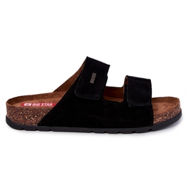 Herren Big Star JJ176001 Schwarze Flip-Flops mit Klettverschluss