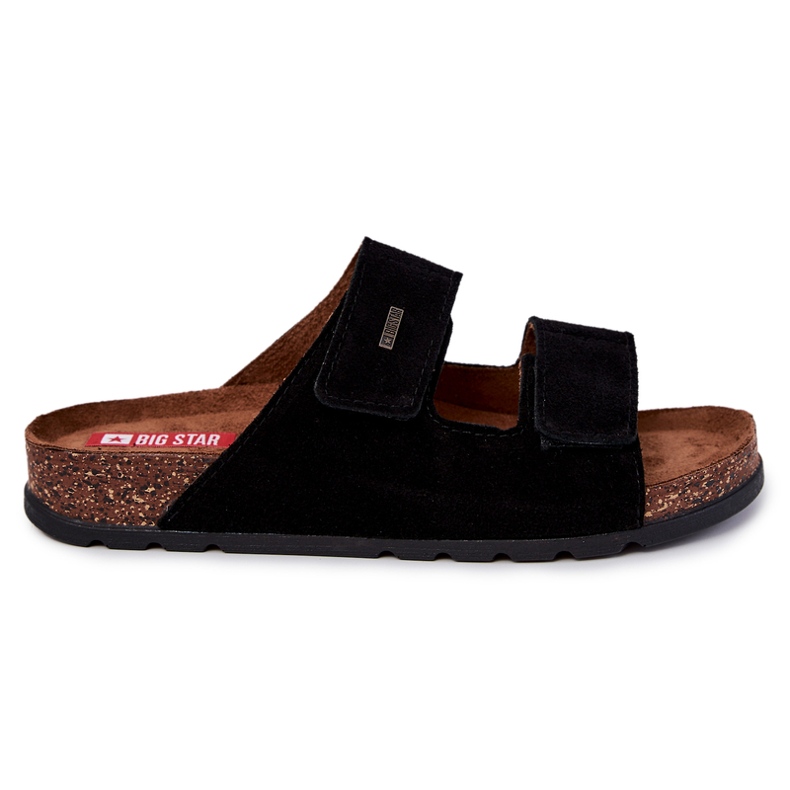 Herren Big Star JJ176001 Schwarze Flip-Flops mit Klettverschluss