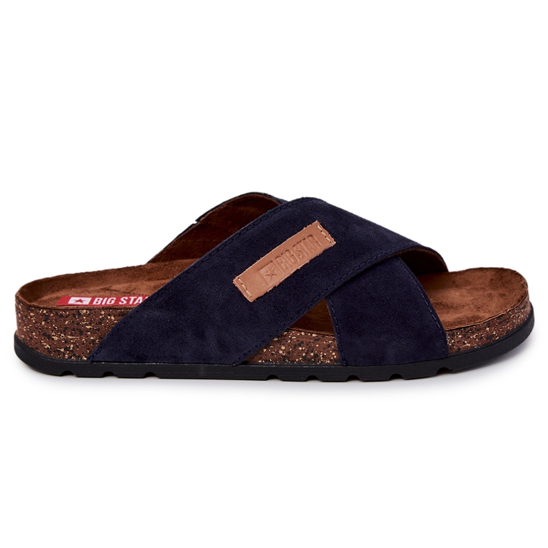 Bequeme Herrenhausschuhe Big Star JJ176008 Marineblau navy blau