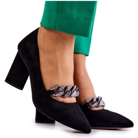 S.Barski Wildleder Pumps mit einer Kette Black Alamoss schwarz