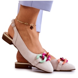 Lewski Shoes Wildleder Ballerinas mit Kette Lewski Schuhe 3125 Hellbeige