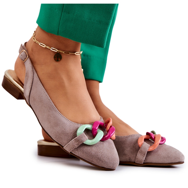 Lewski Shoes Wildleder Ballerinas mit Kette Lewski Schuhe 3125 Beige