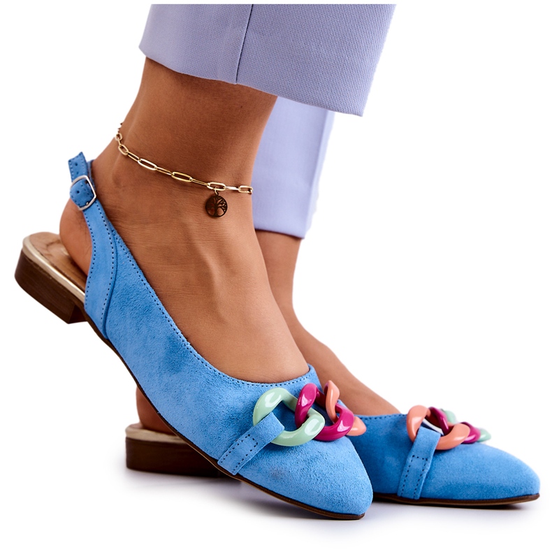 Lewski Shoes Wildleder Ballerinas mit Kette Lewski Schuhe 3125 Blau