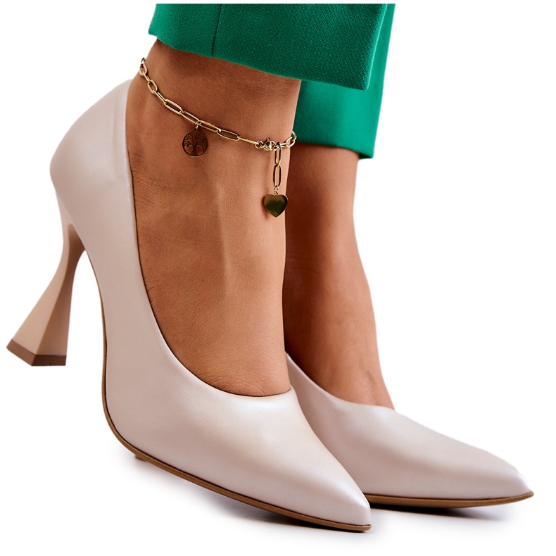 Modischer Lederpumps Lewski Shoes 3181 Beige