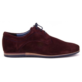 Schuhe Filippo 731 Bordo Velours mit Perforation rot